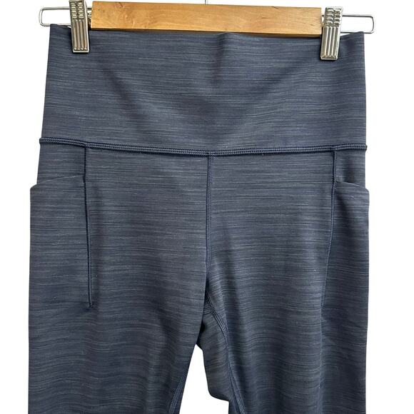 Athleta Salutation Stash Pocket II Capri Leggings Navy Blue Pockets Small Active - Picture 2 of 8